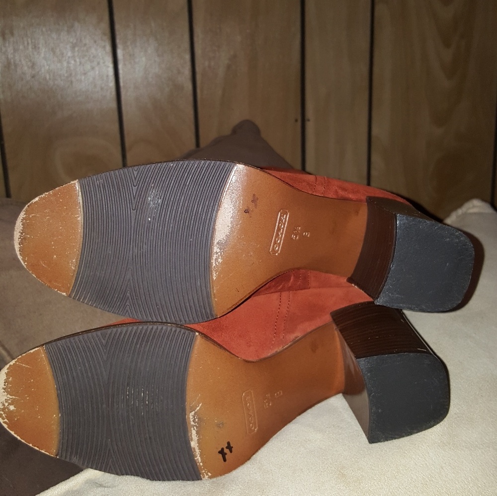 Coach Rusty Red Velvet Tie Boots - Picture 6 of 6